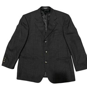 Hardy Amies Men's  Dark Gray 100% Wool Three-Button Blazer, Suit Jacket Size 42S